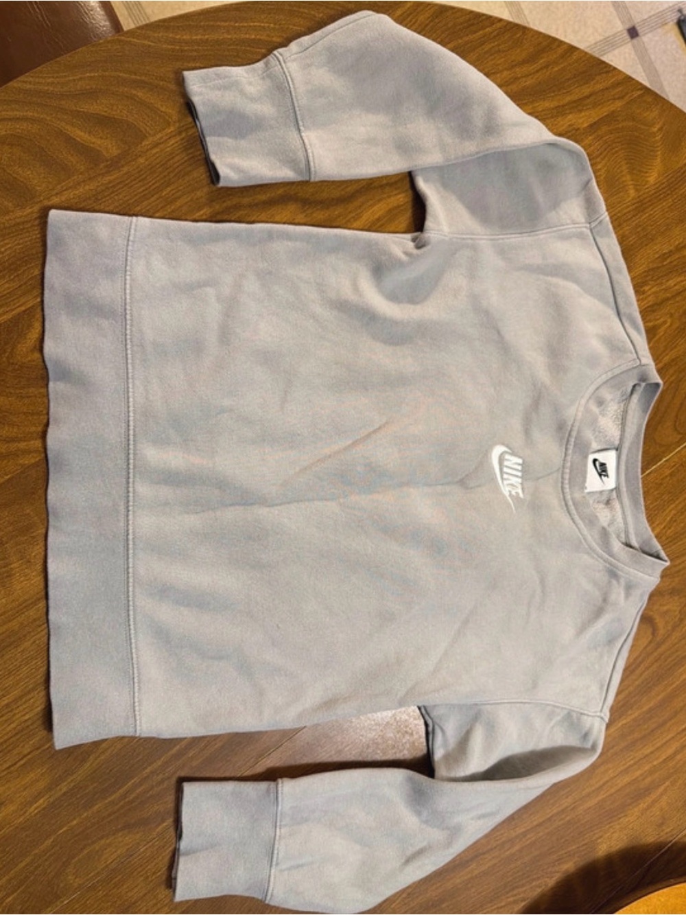 Nike Kids Light Gray Crew Sweatshirt with White Swoosh